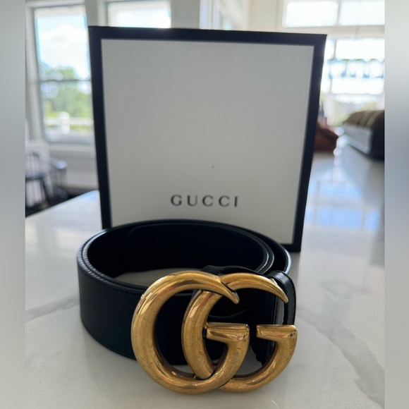 Gucci Belt- GG MARMONT 2015 RE-EDITION WIDE BELT- black size 85 EUC - Picture 2 of 14